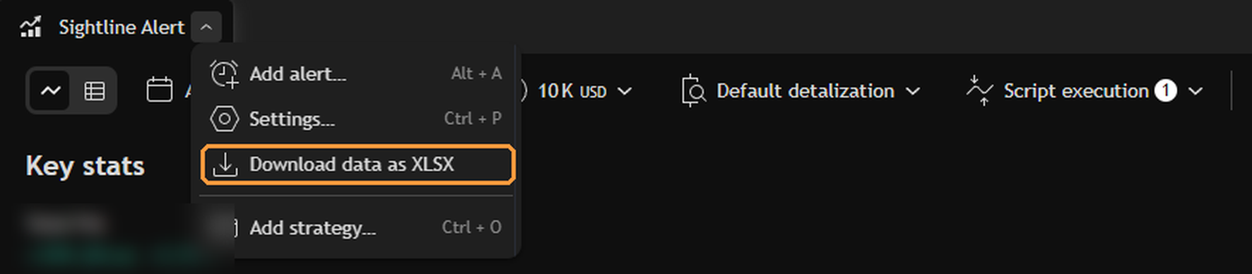 Strategy Tester export menu